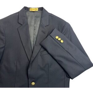 Classic Club Gold Label Womens Blazer Jacket 14 Navy Gold Buttons Wool Blend